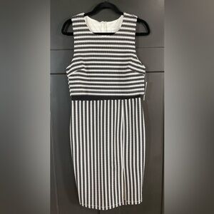 Bisou Bisou Black and White Patterned Midi Dress
